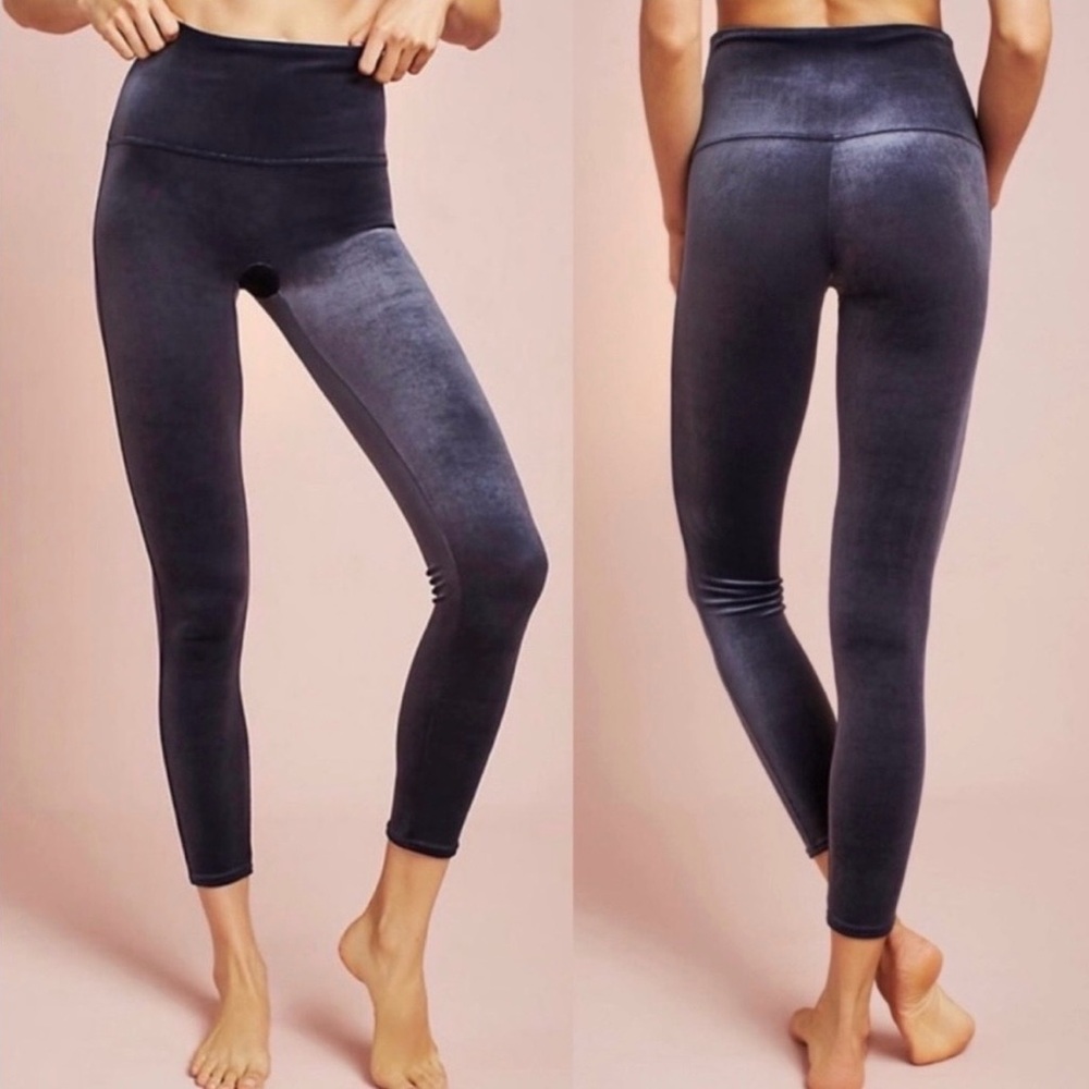 SPANX Velvet Leggings Navy Blue High Waisted Women’s Large NWT